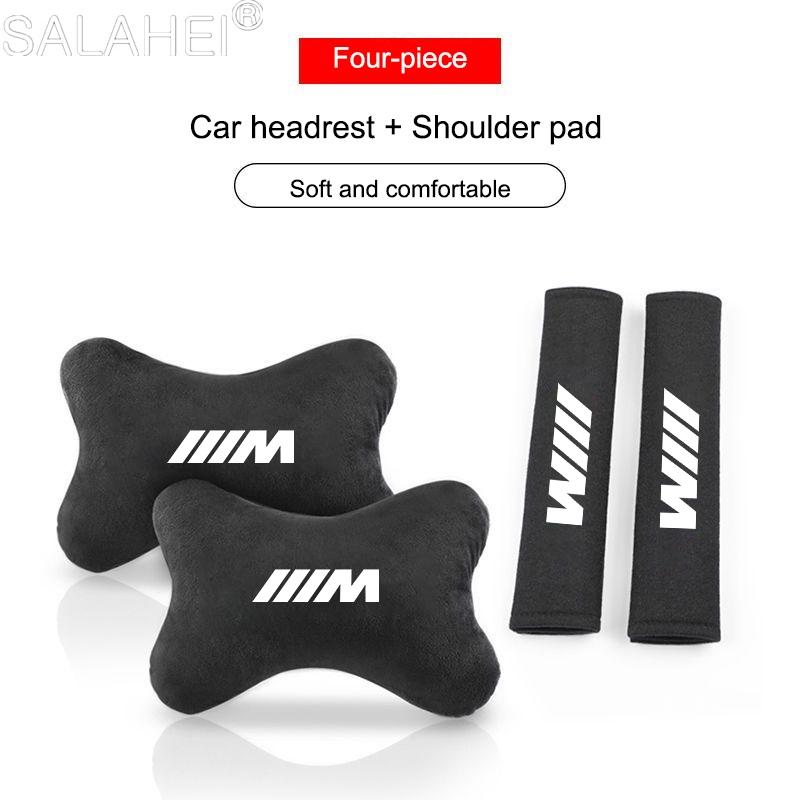Car Headrest Rest Neck Pillow Cushion Seat Belt Shoulder Pad For BMW M E46 E90 E60 F10 F30 E39 E36 E87 G30 E92 Accessory sticker vhfn50