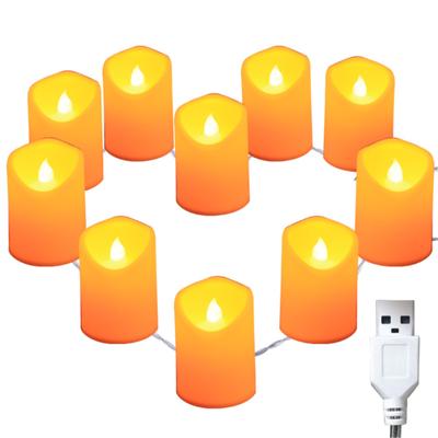 Светодиодная гирлянда-свеча без пламени, работающая от USB и батареек, с реалистичным мерцающим светом для украшения помещений и улицы