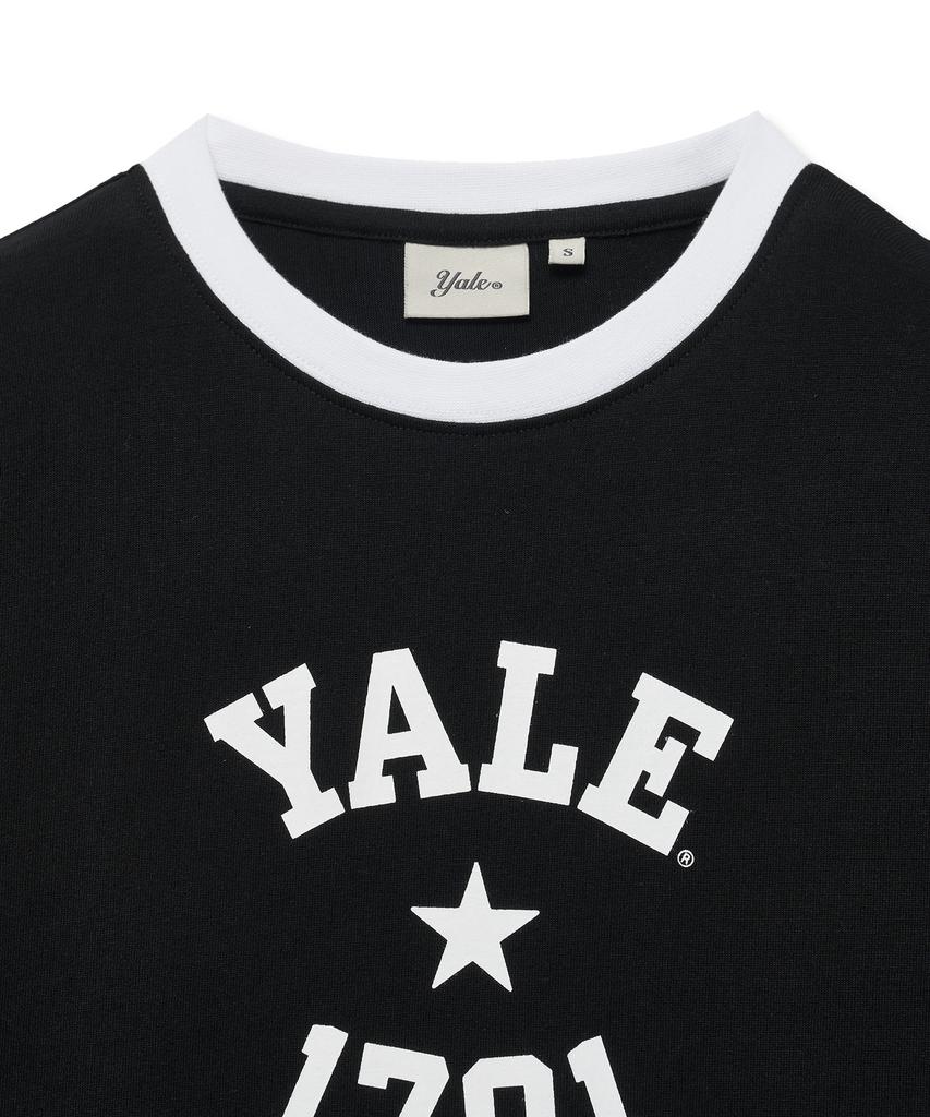 Женская футболка YALE 1701 с логотипом_Черная