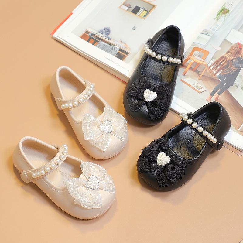 Детские лоферы-туфли EVA 2025 для девочек - Однотонная обувь с декором-бантом для весны, лета и осени