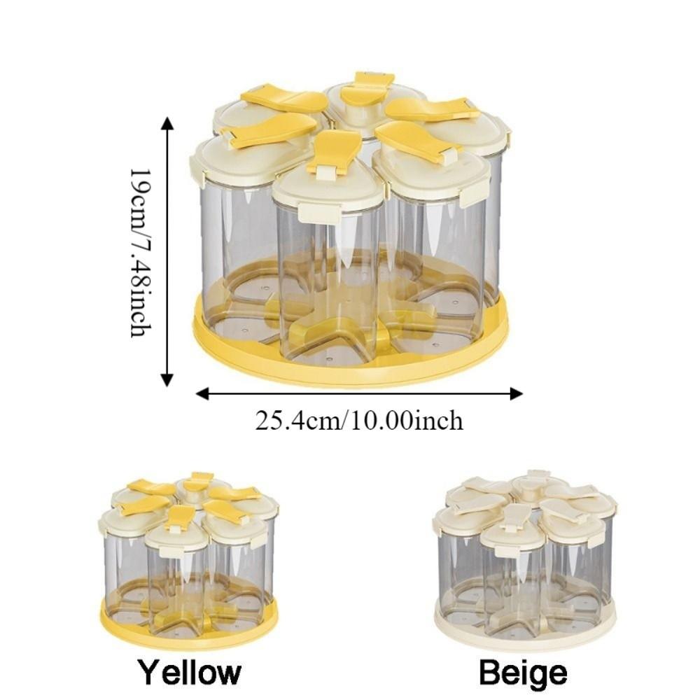 Sealed 6 Grids Grain Storage Box Food Grade Rotating Rice Container Grain Dispenser Kitchen Use