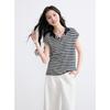 Женский трикотажный топ-поло Sancai 2025 на лето, в полоску, свободного кроя