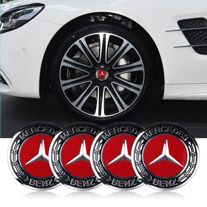 For Mercedes Benz AMG A B C E M R G S Class GLA GL CLA CES CLS SLK 4pcs 56/60/65mm Wheel Center Hub Cap Stickers Auto Accessorie