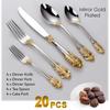 Великолепный набор столовых приборов с золотым покрытием 5/10/15/20/25/30 предметов Роскошный набор столовых приборов из нержавеющей стали Барочная полая ручка Обеденный нож