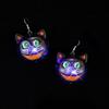 Luminous Halloween Pendant Pumpkin Dangle Ear Clips LED Skull Earrings Electric Black Cat Glowing Dangle Earrings