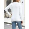 GMXIA Women's Autumn Winter Pit Strip Ground Solid Color Round Neck Button Long Sleeve T-shirt