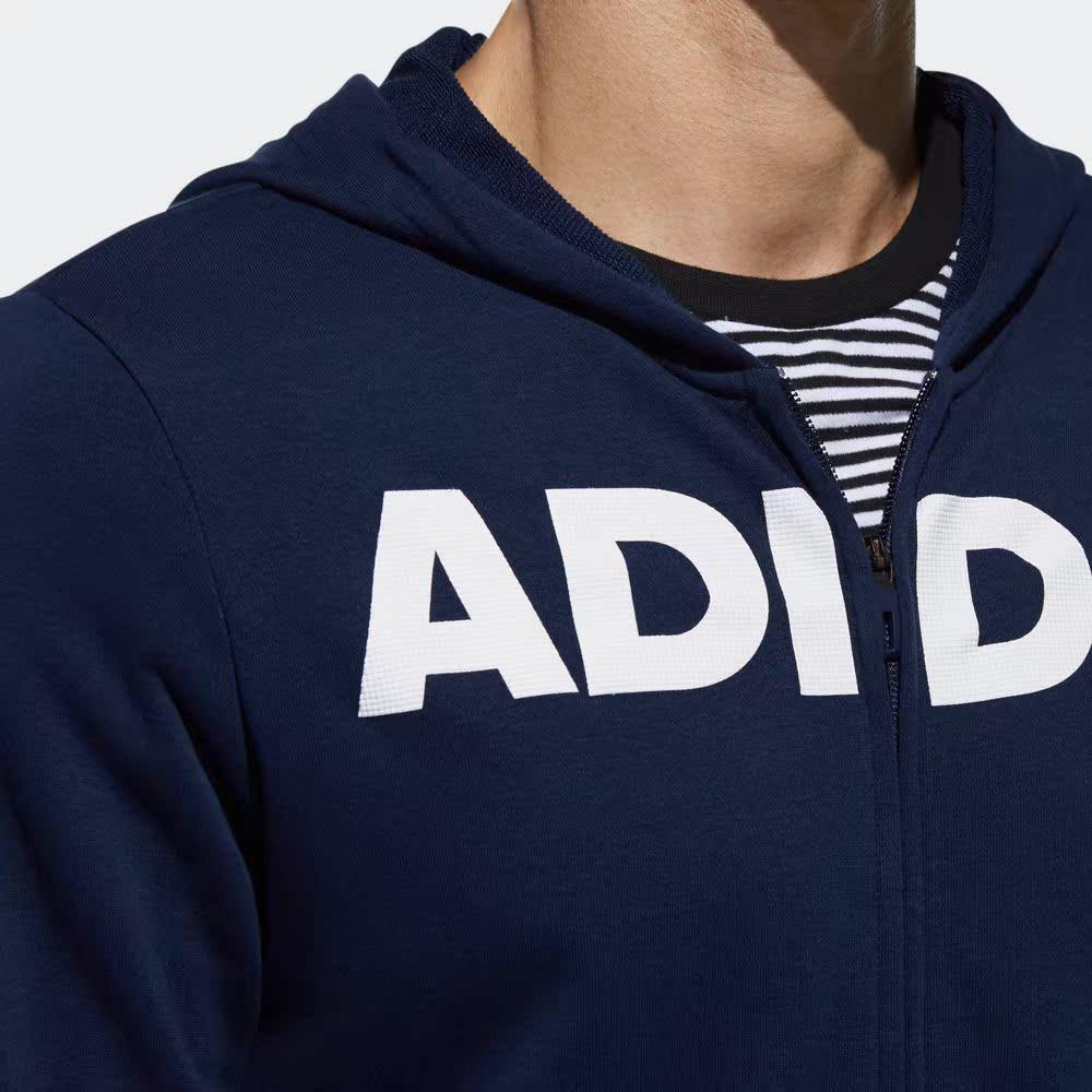 adidas Вязаная куртка с капюшоном, удобная, с длинным рукавом, мужские куртки, темно-синяя CX4957