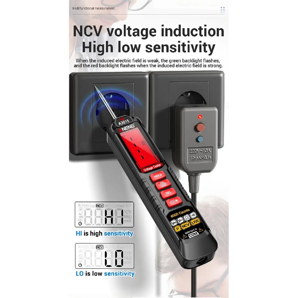 Car Voltage Detector Pen ANENG A3015 Non-Contact Voltage Tester Volt Resistance Continuity Car Fault Maintenance Circuit Test