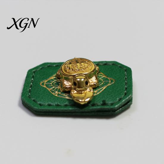 Positive Energy Charm Golden Turtle Feng Shui Ornament for Wealth And Prosperity, Metal Chinese Luck Handcrafted Brass with Faux Leather Sleeve,