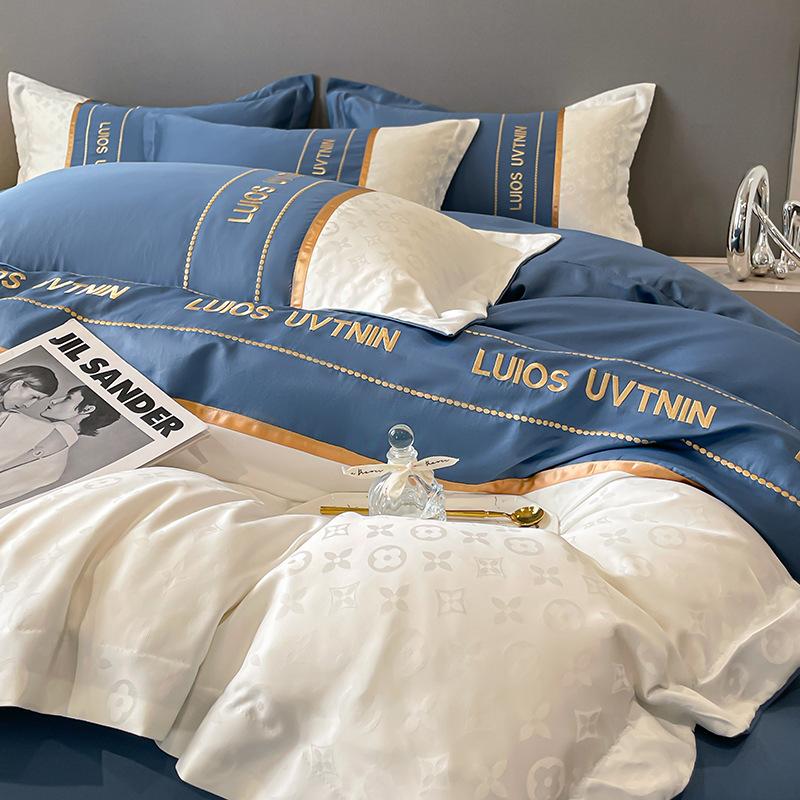 Комплект постельного белья из шелка, простыня, пододеяльник, наволочка, комплект из четырех предметов, комплект из трех предметов.