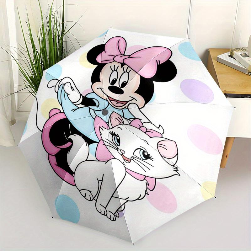 1pc Minnie Mouse,Aristocats Automatic Folding Umbrella: Compact 8-Bone Design Cartoon Outdoor Travel Companion, Business Umbrella, Christmas