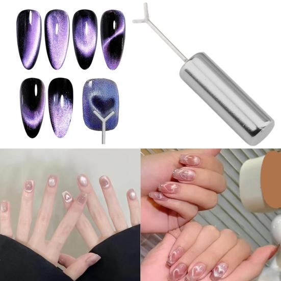 Nail Art Magnet Set with Iron Wire 3D Heart Shaped Magnetic Rod Cat Eyes Polishing Effect Nail Tools