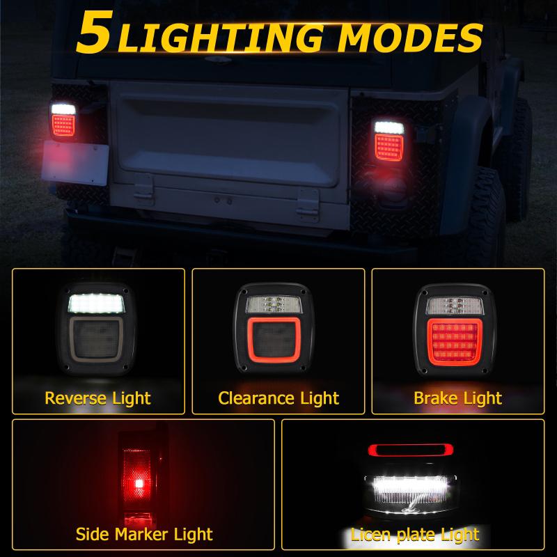 2pcs/set 83 LEDs Universal Tail Lights Brake Reverse Lights for Jeep Wrangler CJ TJ YJ JK