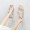 2024 Новые модные летние босоножки маленького размера с двумя носками, женские летние босоножки на среднем каблуке, сандалии на высоком каблуке