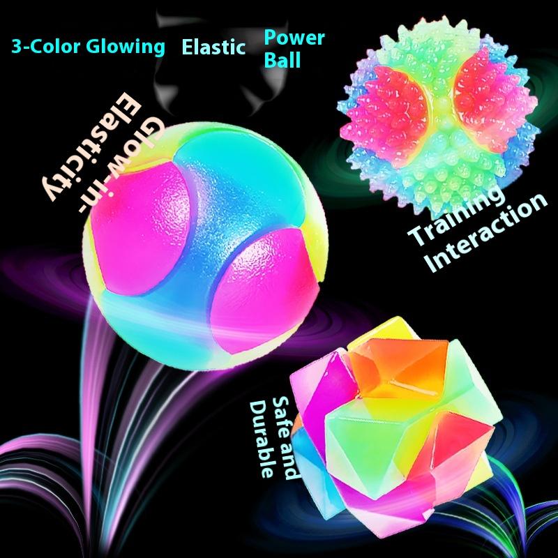 Dog Toy Ball Small Dog Flash Pet Ball Tpr Three-color Luminous Elastic Ball Training Interactive Throwing Dog Ball