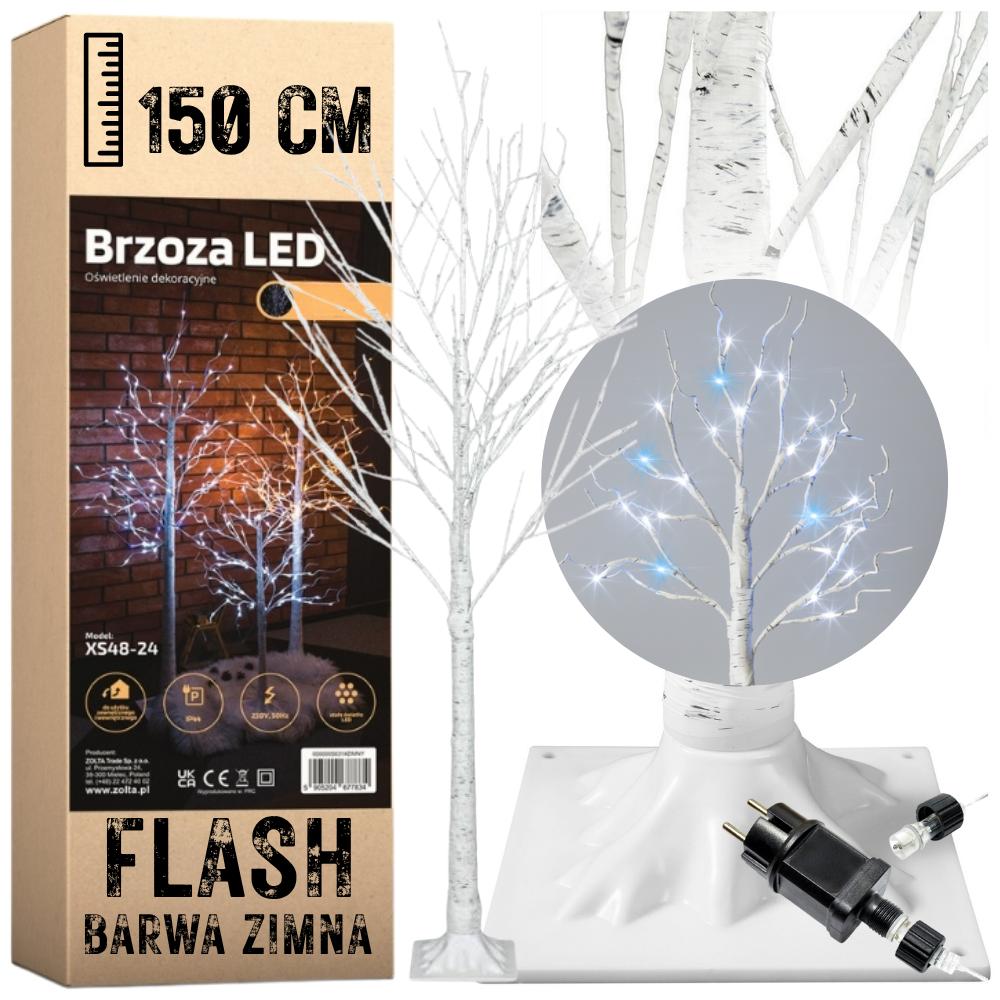 FLASH CHRISTMAS TREE BIRCH LED CHRISTMAS DECORATION 150CM 120 LED Cold