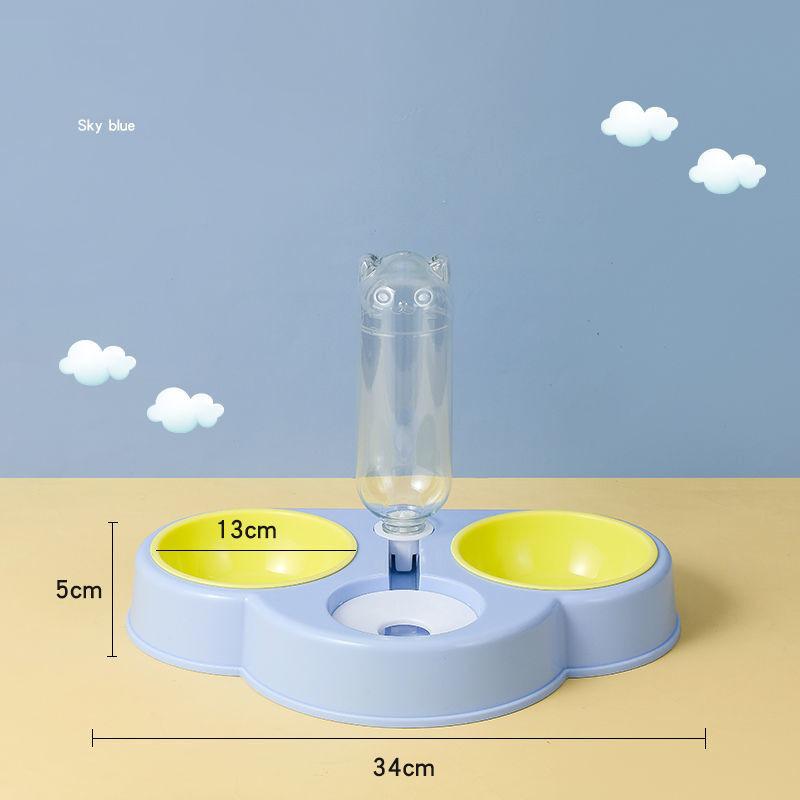 Cloud Type Multi-use Three Bowls of Automatic Drinking Cat Snack Bowl Anti-upset Dog Food Bowl PP Material Pet Supplies