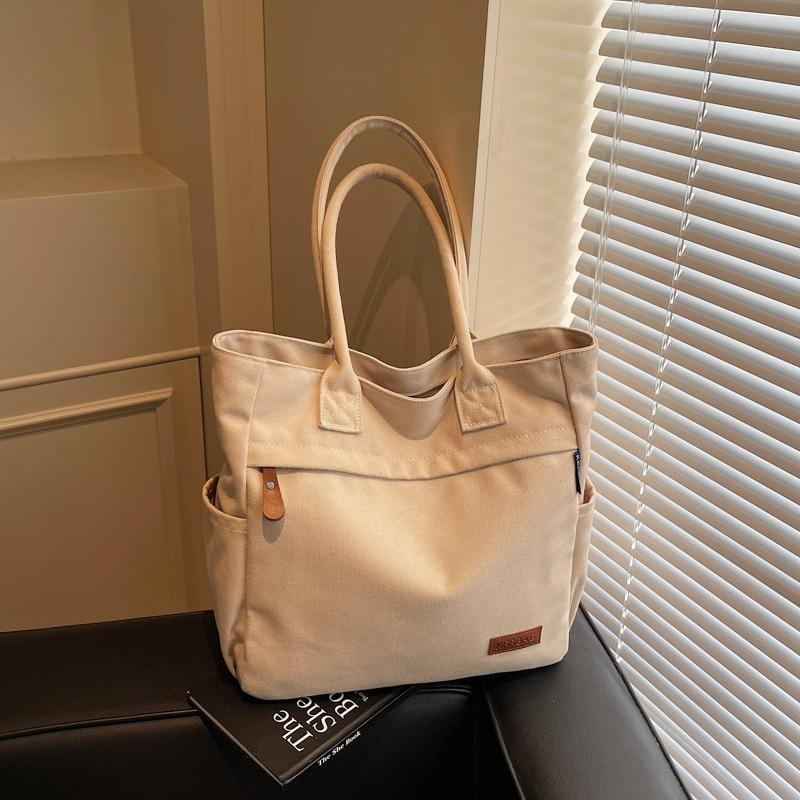 Холщовая сумка-тоут большой вместимости женская для новых студенток, для поездок на занятия, универсальная повседневная на плечо