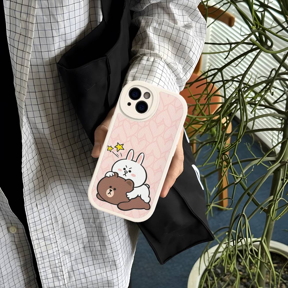 Cartoon Cute C-Cony B-Brown Phone Case For IPhone 16 15 14 13 12 11 Pro Max Plus Shockproof Leather Cover