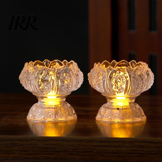 Battery Powered Candle Light Clear Lotus LED Electric Flameless Simulation Living Room Ambient Home Bedroom Anniversary Wedding Christmas