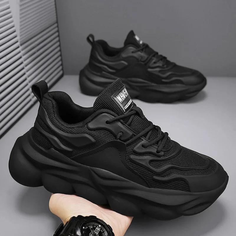 Стильные повседневные кроссовки для бега, универсальные, удобные, сетчатые, дышащие, мужские повседневные спортивные туфли, модные, с толстой подошвой, мужские вулканизированные туфли