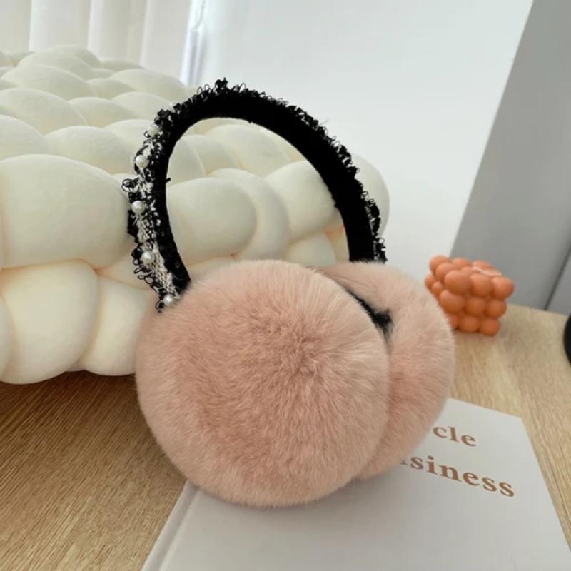 Luxury Women Winter Warm Real Rex Rabbit Fur Earmuffs Fashion Lady 100% Natural Fur Ear Muffs Thermal Girl Winter Accessories