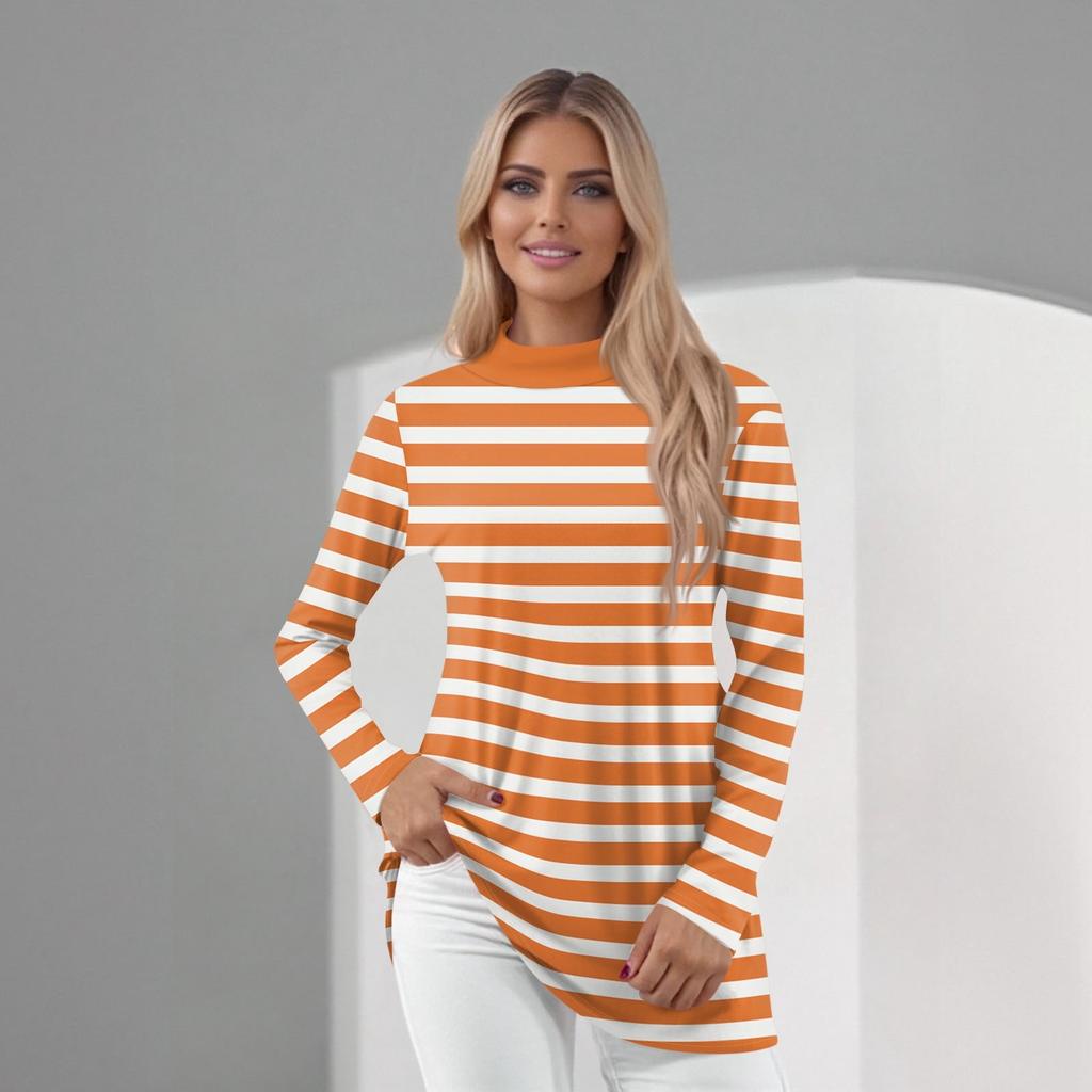 Женский повседневный топ с длинным рукавом и средним воротником