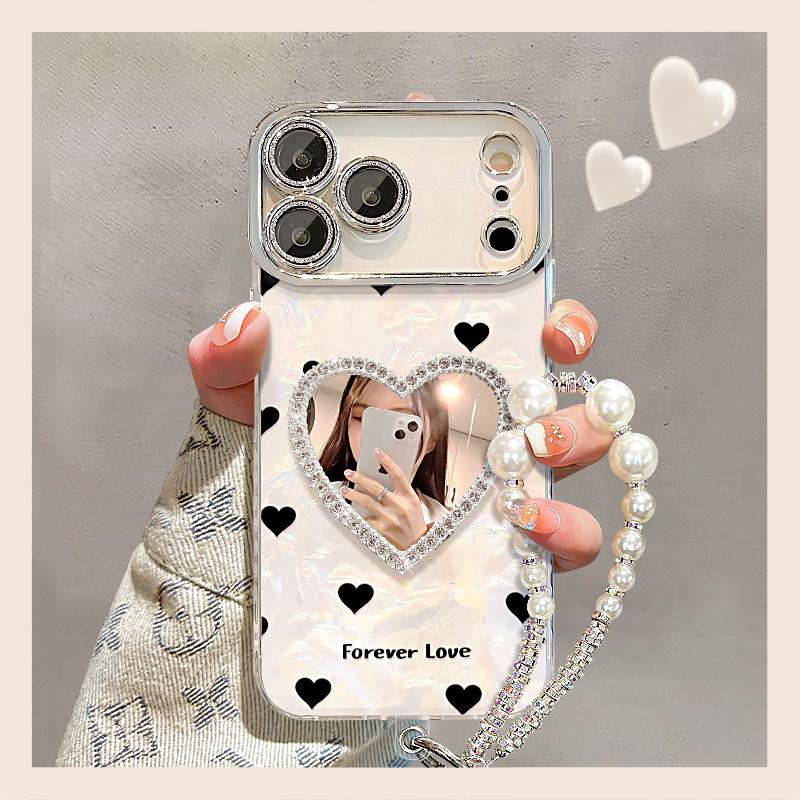 Браслет-зеркало Love подходит для чехла мобильного телефона Apple 17promax iphone15 новый женский 16 легкая роскошь высокий стиль