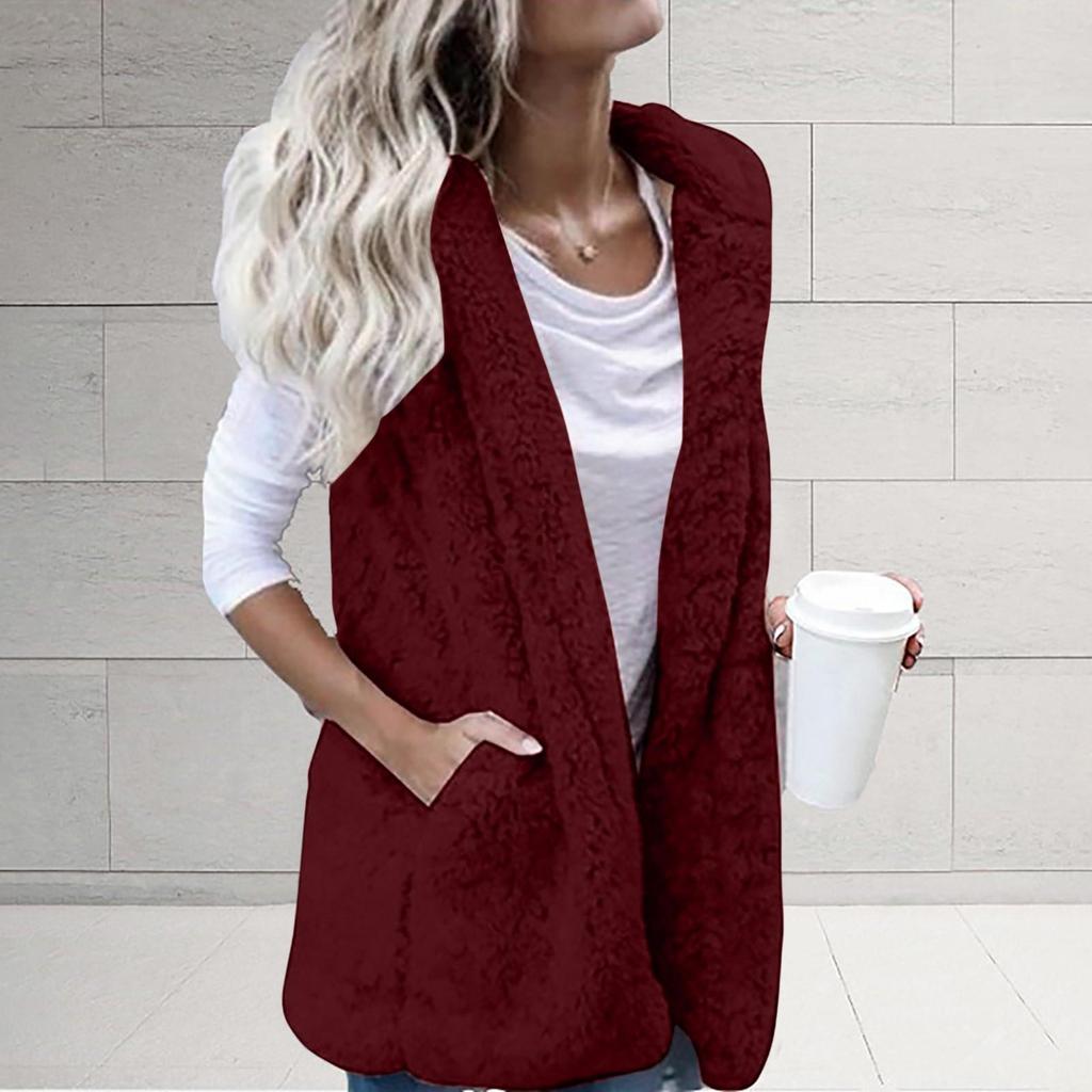 Женский жилет, зимняя теплая верхняя одежда с капюшоном, повседневное пальто, куртка на молнии из искусственной кожи