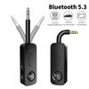 Bluetooth 5.3 Audio Receiver Transmitter 3.5MM AUX Hifi Stereo Music Wireless Adapter with Mic for PC TV Car Speakers Headphone