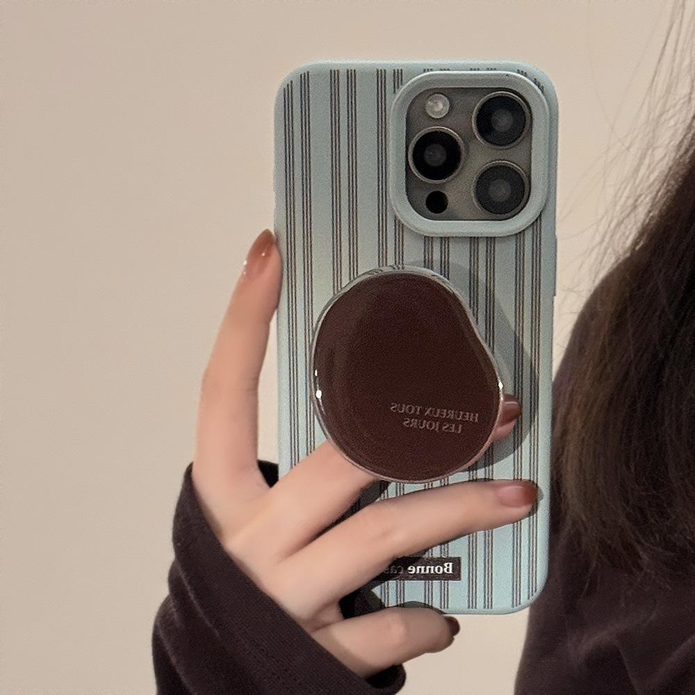 Премиальный чехол для iPhone 16 в полоску, ретро-коричневая подставка для Apple 17, iPhone 15 Pro Max, совместим с несколькими моделями iPhone