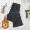 High-Waisted Velvet Cigarette Pants for Women: Slim, Elastic, and Loose-Fitting Jeans with Raw Edge for Autumn and Winter.