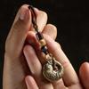 1pc Hand-braided Rope Pure Brass Metal Auspicious Goldfish Retro Pendant Car Keychain Hollow Design Pendant Creative Gift For Men