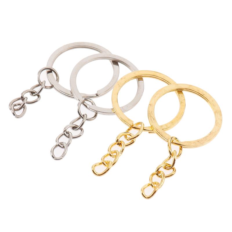 20 шт./лот 28 мм длина брелок для ключей золото серебро цепи круглый брелок