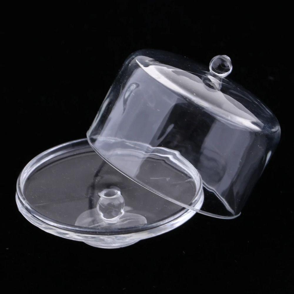 Dessert Pan Cake Display Plate with Lid Cover Miniature Cake Stand Doll Cake stand Kitchen Toys