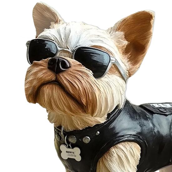 Собака Садовая Колышка Щенок в жилете Солнцезащитные очки Уличный Декор Колышка Двор Искусство Собака Знак Украшение для Патио Газон Цветочная Клумба