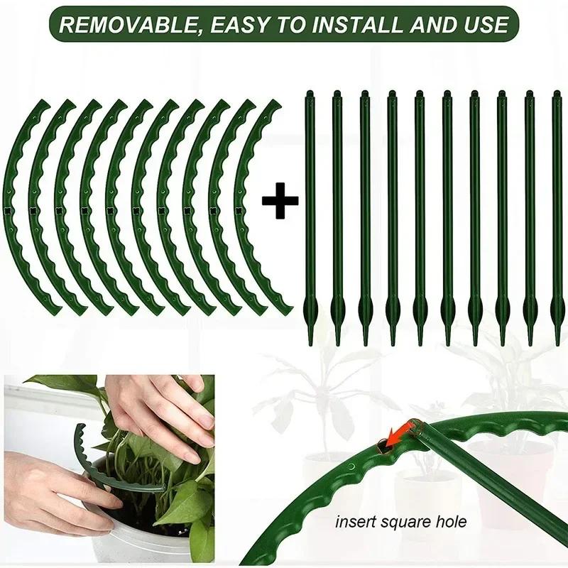 12Pc Plastic Plant Support Pile Frame Greenhouse Arrangement Semicircle Fixed Rod Flower Plant Vine Climbing Bracket Garden Tool