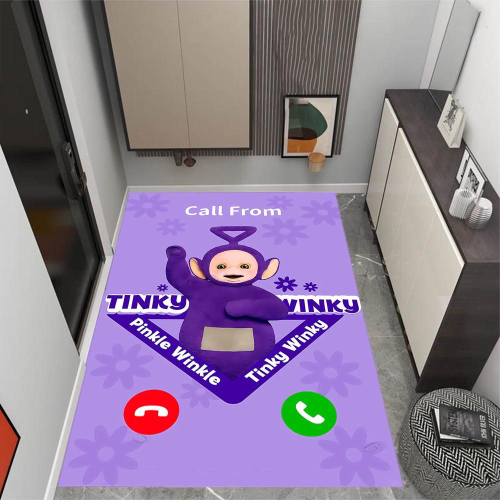 Teletubbies Scooter Adventure Themed Anti-Slip Rugs - Polyester Home Decor, Suitable for Bedrooms, Living Rooms, Doorways, Studios, and Decorations