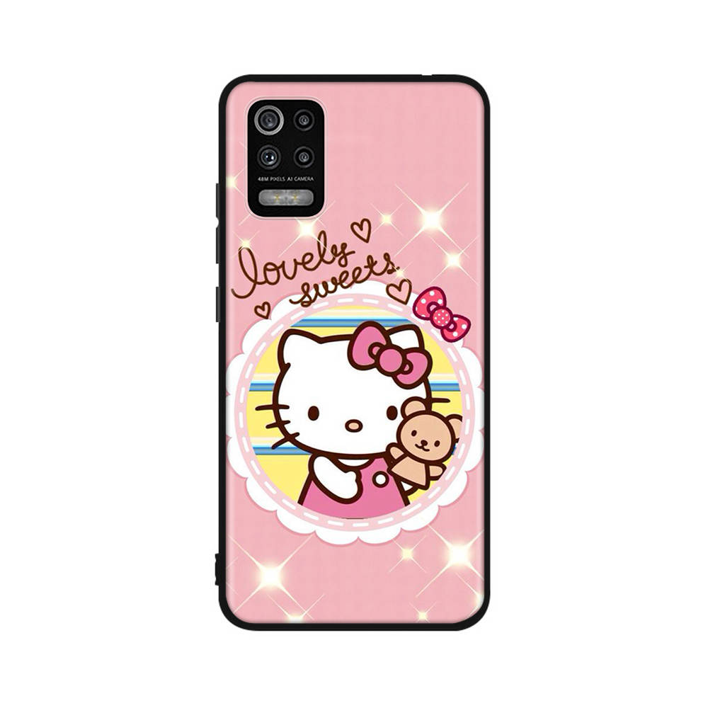 KT62 Cute Hello Kitty Case for Xiaomi Poco X6 X4 M5 M6 F5 F6 C65 C55 C50 C51 C40 Redmi Note 7 8 14C A3X 13C 12C 11 10A 9C Pro Black Sofe Cover
