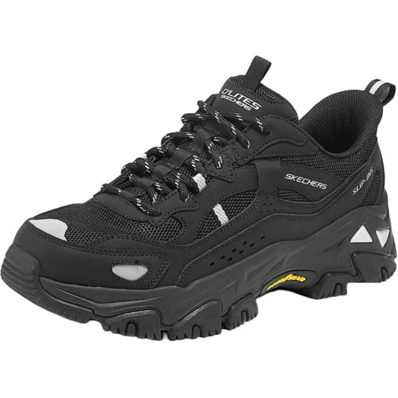 Skechers Men Slip On Light Cushioned Low Top Outdoor Dad Shoes Black 237719-BKSL