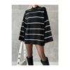 Women's Black High Collar Oversize Model Sweater Tunic