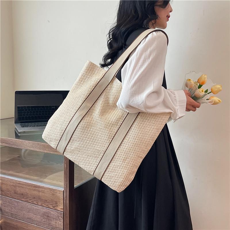 Yogodlns Летние сумки ручной работы для женщин, пляжные тканые женские соломенные пляжные сумки, большая вместительная сумка с верхней ручкой, сумки-тоут