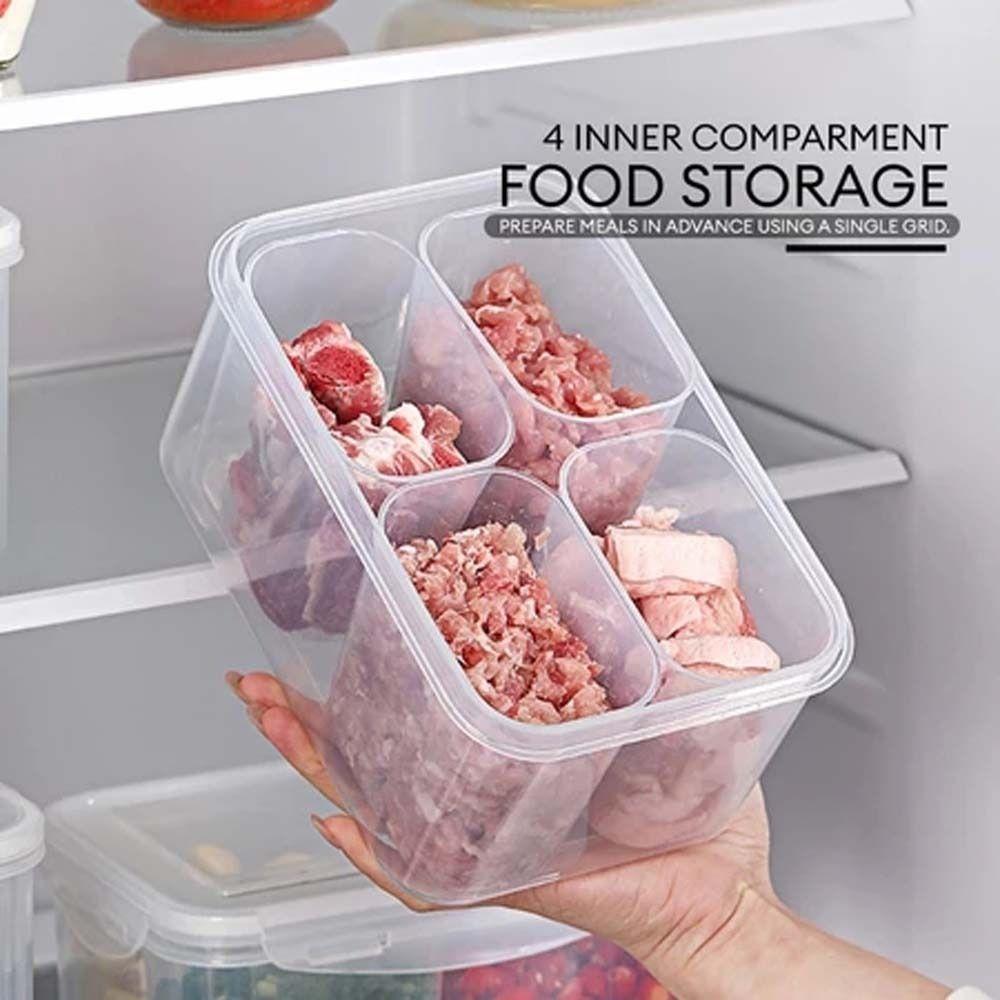 Герметичный контейнер для хранения продуктов Мясо Фрукты Овощи 4 отделения Органайзер для холодильника Хранитель мяса фруктов овощей Пластиковый контейнер для гарнира