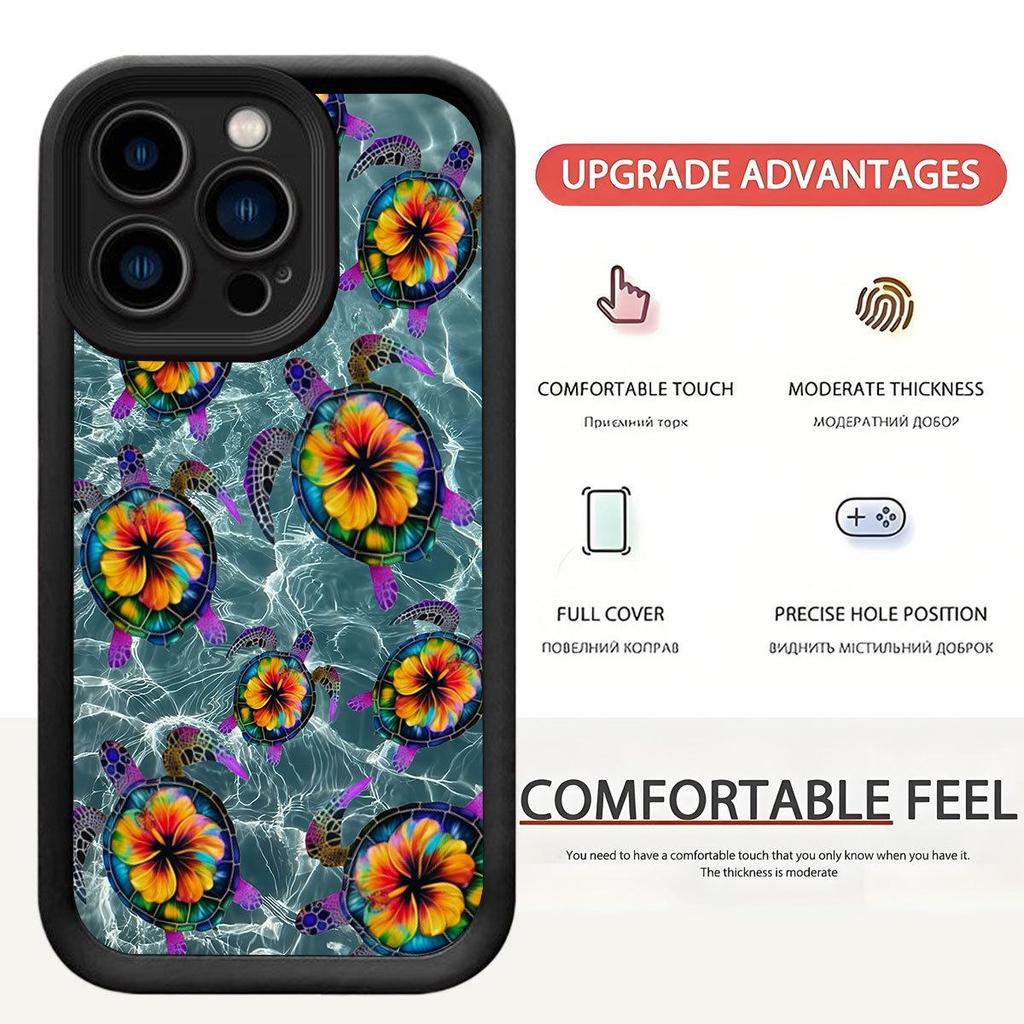 Черный рифленый кейс под черепаховый панцирь для iPhone 14/15/16/17 Pro Max - Дизайн Цветочная лестница