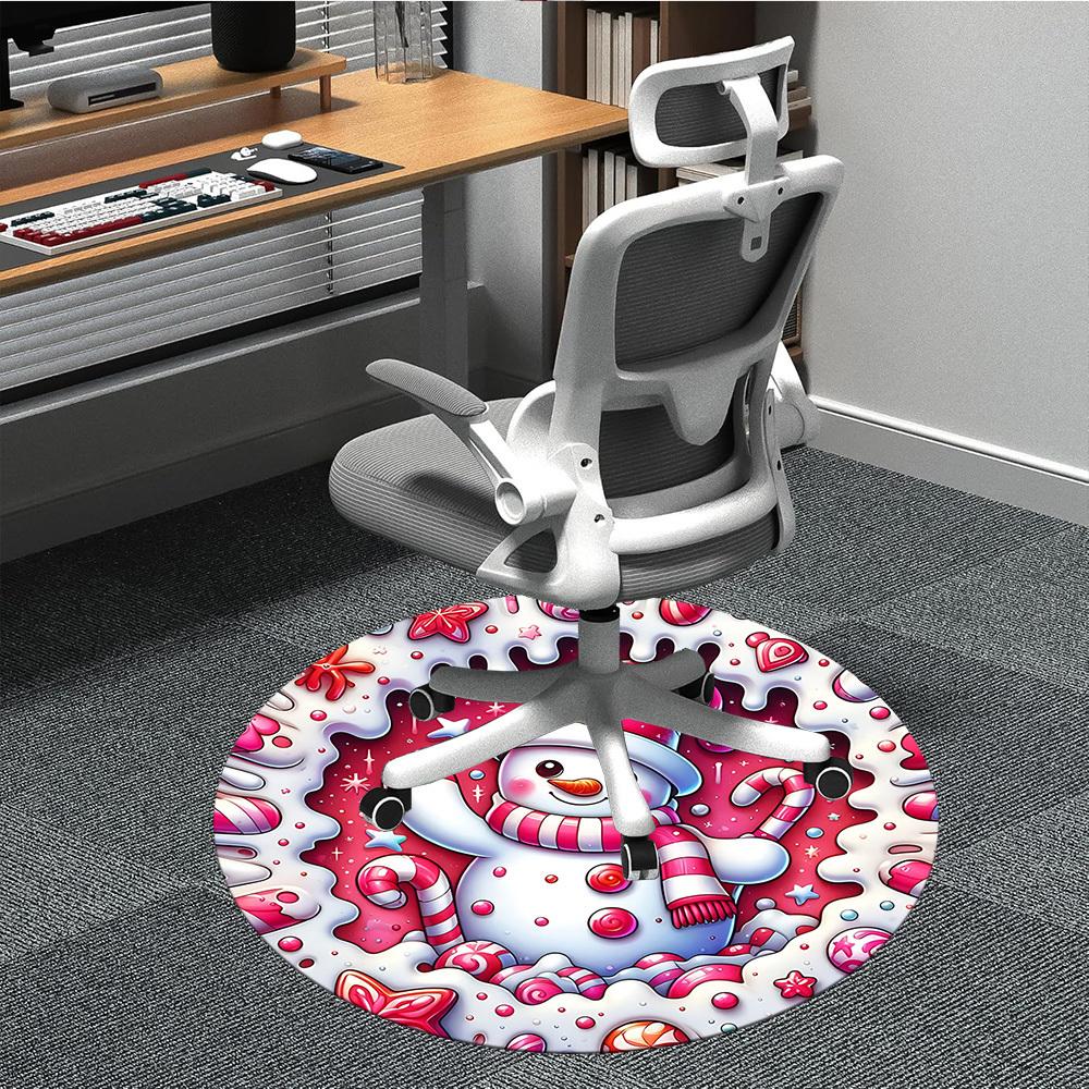 1pc Candyland Snowman Chair Carpet for Office Non-Slip, Machine Washable Rug for Office, Room - Holiday Decor, Machine Made yy251016179
