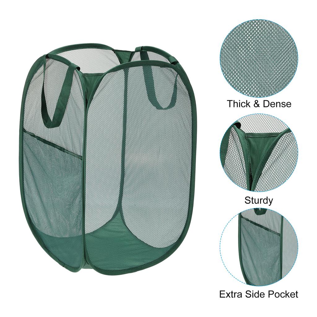 Home Bathroom Mesh Storage Basket Mesh Laundry Hamper Collapsible Laundry Baskets Bag for Laundry Room Travel 36 x 36 x 58cm