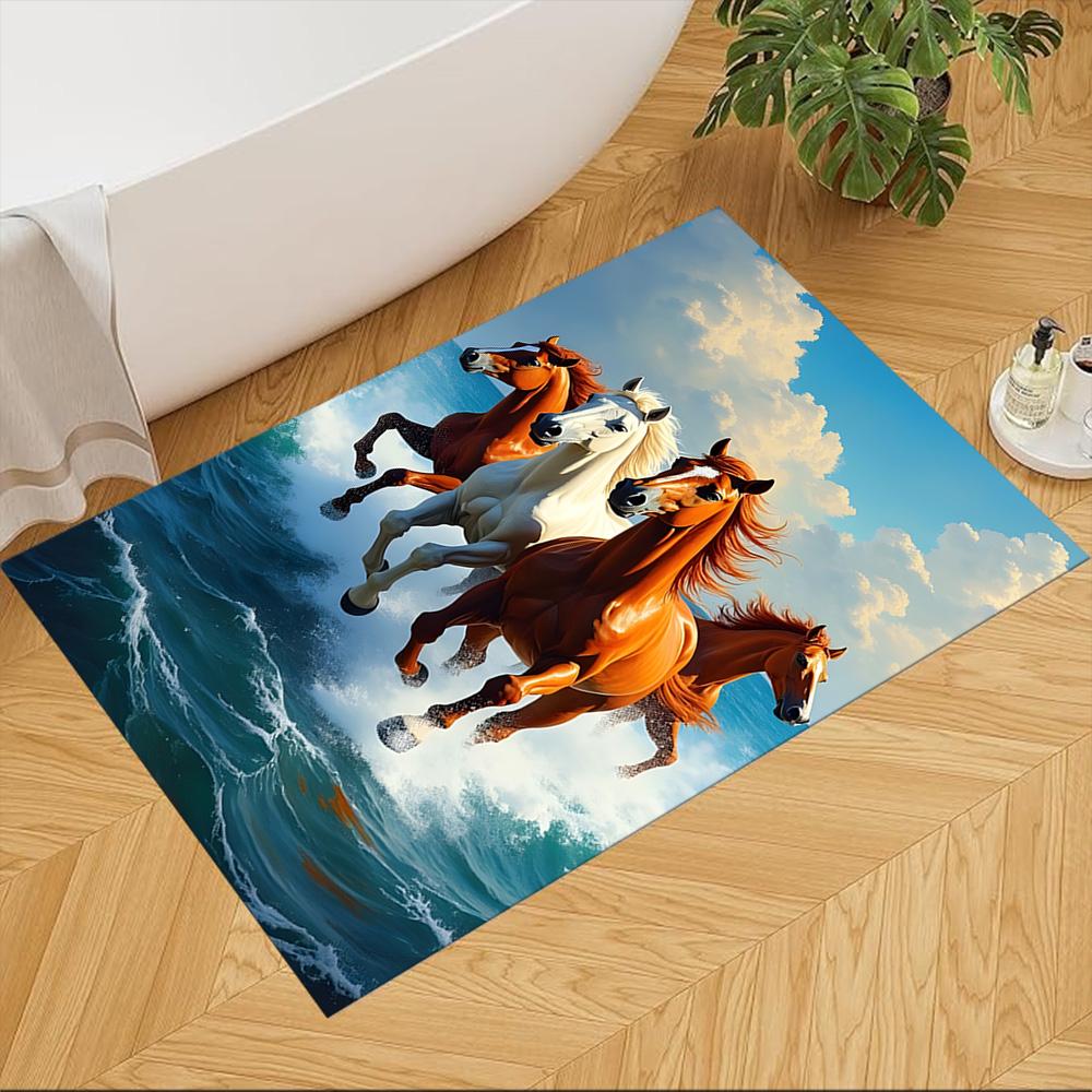 Sunset Horses Running Wild Non-Slip Home Carpet Design for Office Decor Living Room Gift