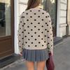 Womens Polka Dot Knit Sweater Oversized Crew Neck Pullover for Fall