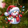 Snowman Christmas Tree Ornament Acrylic Cartoon Snowman Hanging Ornament for Car Rearview Mirror Window Christmas Tree Party Decor