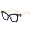 New fashion double heart cat eye large frame sunglasses ins personalized casual versatile outdoor UV protection sunglasses tide